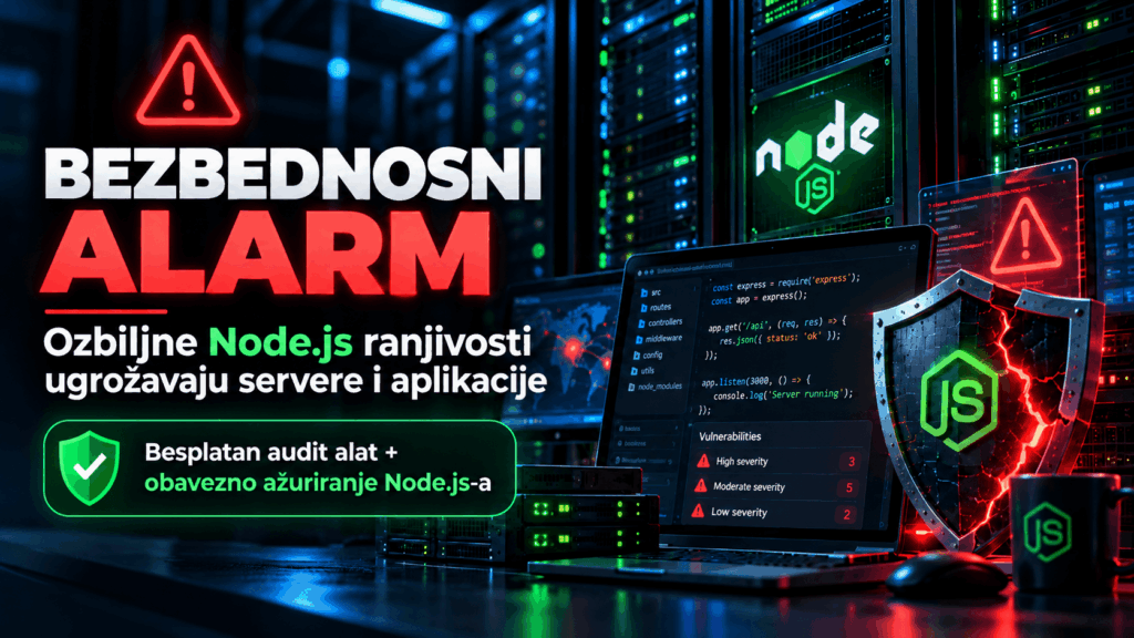 Bezbednosni alarm za Node.js: Otkriveno 10 ranjivosti, jedna omogućava potencijalno izvršavanje zlonamernog koda