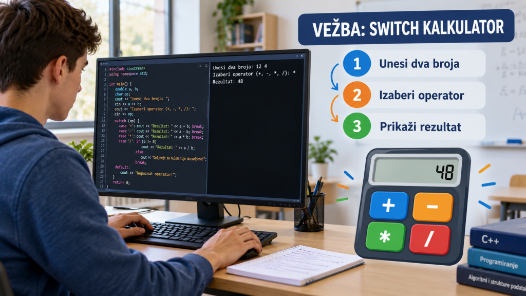 Vežba izrade kalkulatora pomoću switch-case naredbe